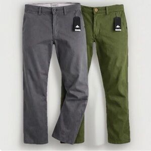 Quiksilver Everyday Chino Pants Lot 2 Mens 38 Straight Fit NWT Gray Olive